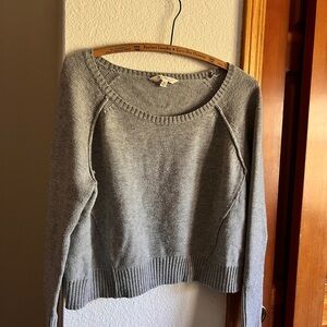 Athleta Gray Wool Blend Crop Sweater Scoop Neck Women Medium